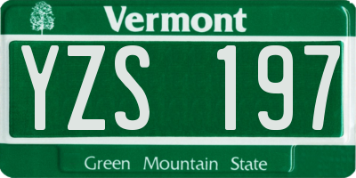 VT license plate YZS197