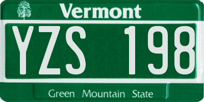 VT license plate YZS198