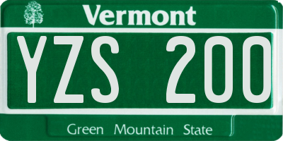 VT license plate YZS200
