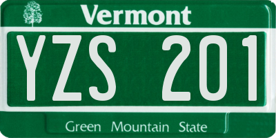 VT license plate YZS201