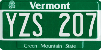 VT license plate YZS207