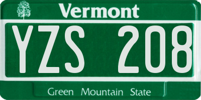VT license plate YZS208