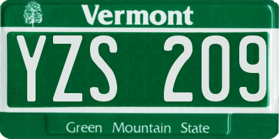 VT license plate YZS209