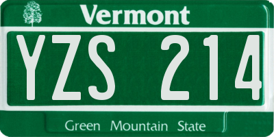 VT license plate YZS214