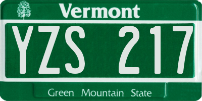 VT license plate YZS217