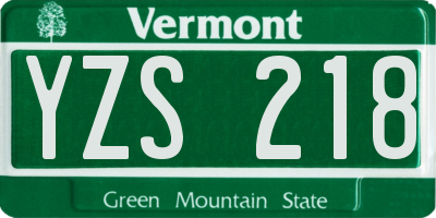 VT license plate YZS218
