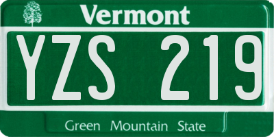 VT license plate YZS219
