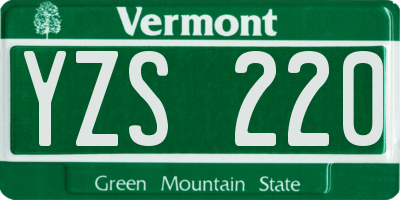 VT license plate YZS220