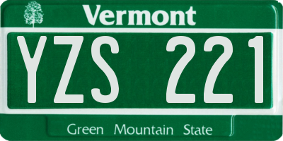 VT license plate YZS221