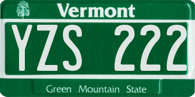 VT license plate YZS222