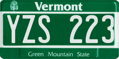 VT license plate YZS223