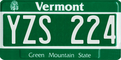 VT license plate YZS224