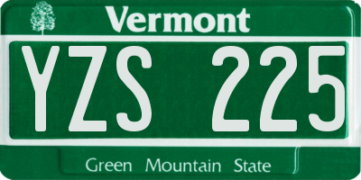 VT license plate YZS225