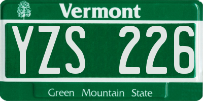 VT license plate YZS226