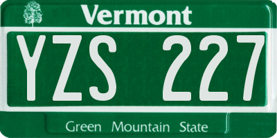 VT license plate YZS227