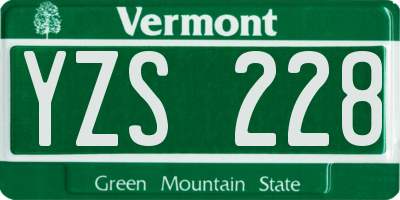 VT license plate YZS228
