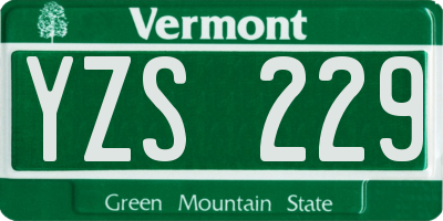 VT license plate YZS229