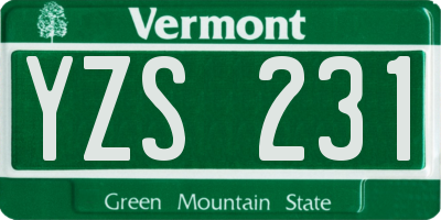 VT license plate YZS231