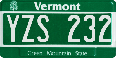 VT license plate YZS232
