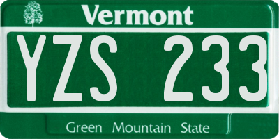VT license plate YZS233