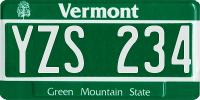 VT license plate YZS234
