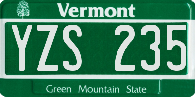 VT license plate YZS235
