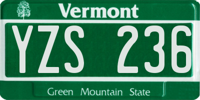 VT license plate YZS236