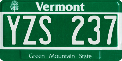 VT license plate YZS237