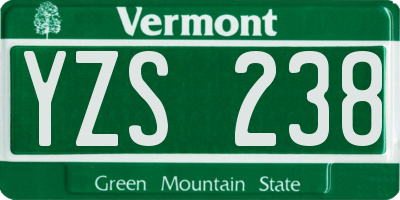 VT license plate YZS238