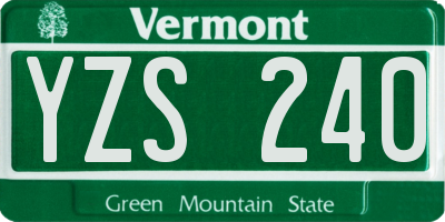 VT license plate YZS240