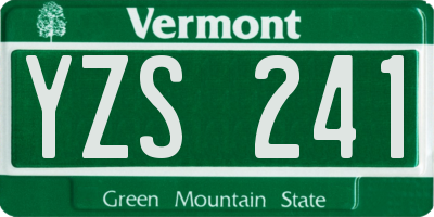VT license plate YZS241