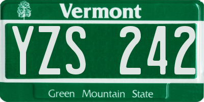 VT license plate YZS242