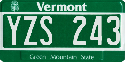 VT license plate YZS243