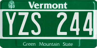 VT license plate YZS244