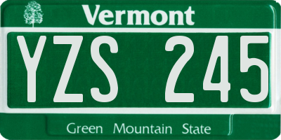 VT license plate YZS245