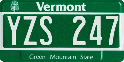 VT license plate YZS247
