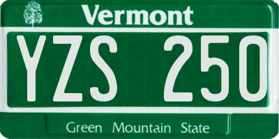 VT license plate YZS250