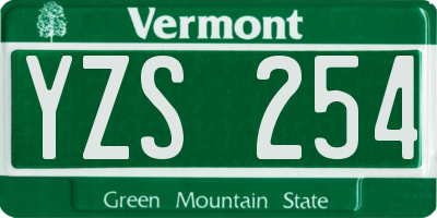 VT license plate YZS254