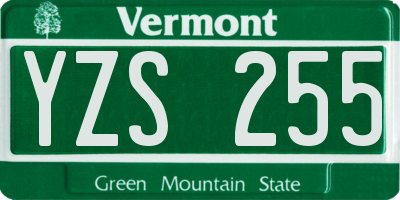 VT license plate YZS255