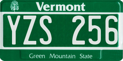 VT license plate YZS256