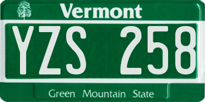 VT license plate YZS258