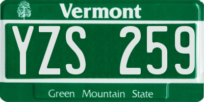 VT license plate YZS259