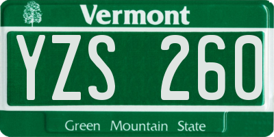 VT license plate YZS260