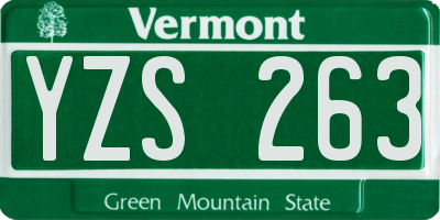 VT license plate YZS263