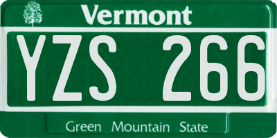 VT license plate YZS266