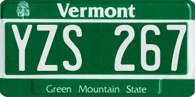 VT license plate YZS267