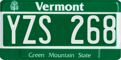 VT license plate YZS268