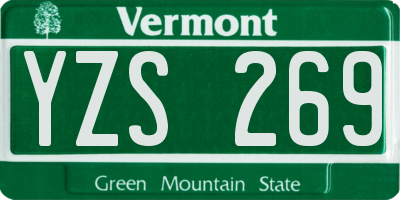VT license plate YZS269