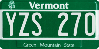 VT license plate YZS270