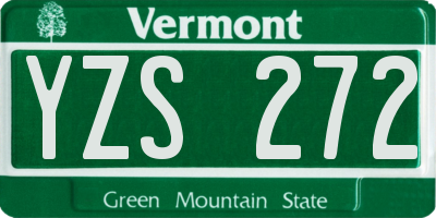 VT license plate YZS272